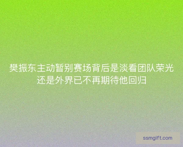 樊振东主动暂别赛场背后是淡看团队荣光还是外界已不再期待他回归
